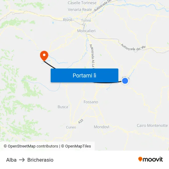 Alba to Bricherasio map