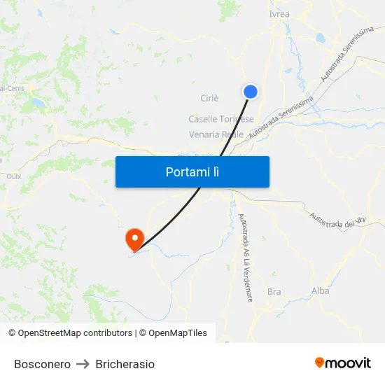 Bosconero to Bricherasio map