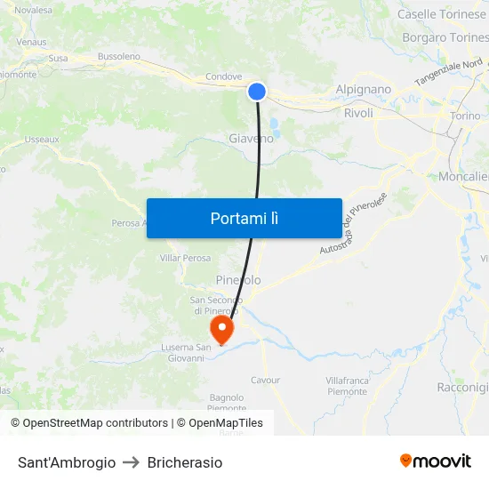 Sant'Ambrogio to Bricherasio map