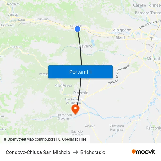 Condove-Chiusa San Michele to Bricherasio map