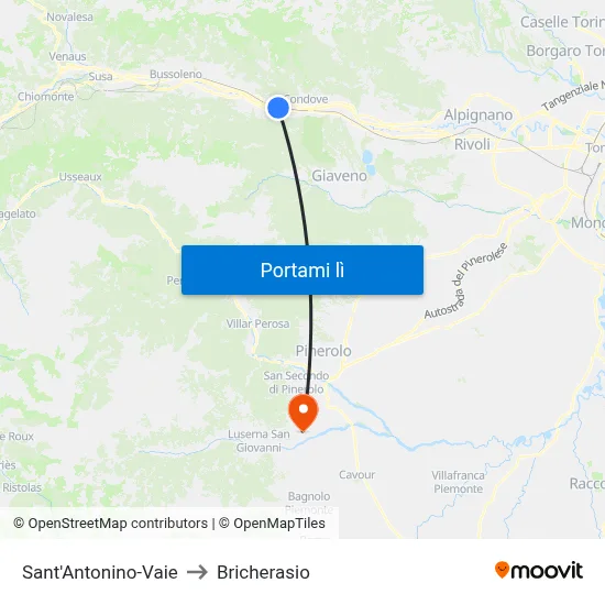 Sant'Antonino-Vaie to Bricherasio map