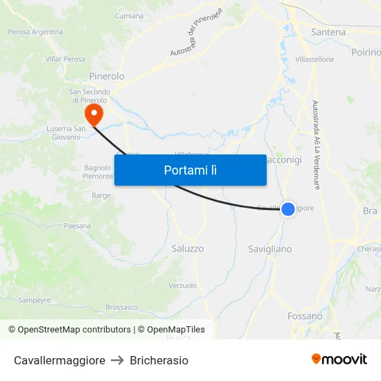 Cavallermaggiore to Bricherasio map