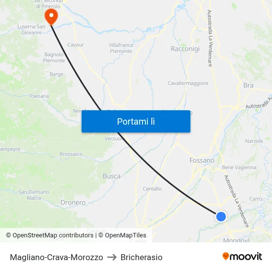 Magliano-Crava-Morozzo to Bricherasio map