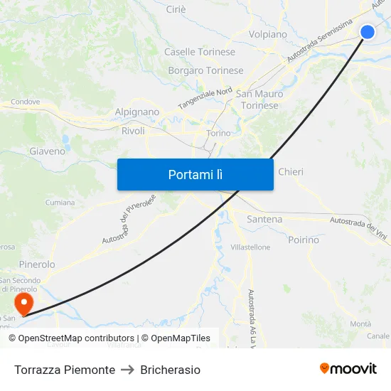 Torrazza Piemonte to Bricherasio map