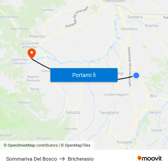 Sommariva Del Bosco to Bricherasio map