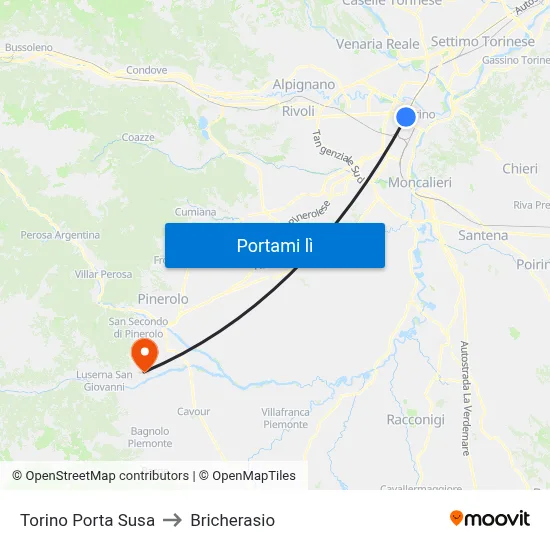 Torino Porta Susa to Bricherasio map