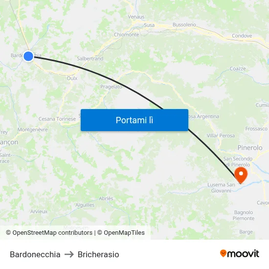 Bardonecchia to Bricherasio map