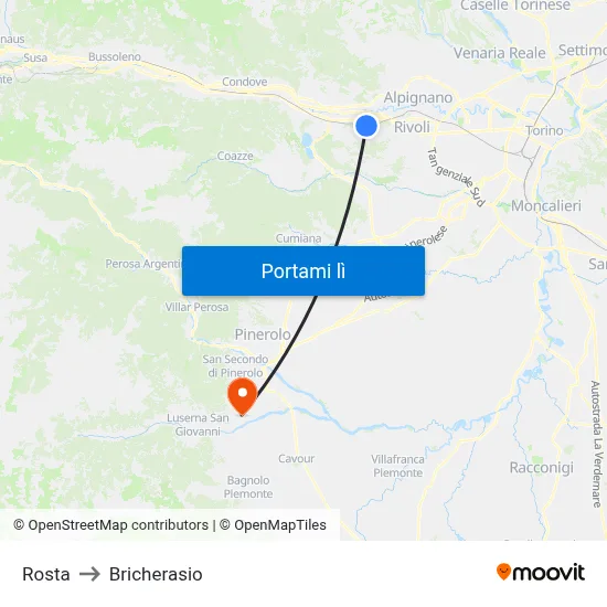 Rosta to Bricherasio map