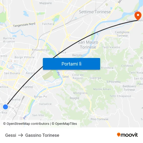 Gessi to Gassino Torinese map