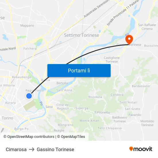 Cimarosa to Gassino Torinese map