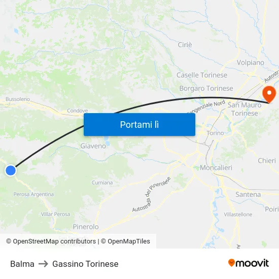 Balma to Gassino Torinese map