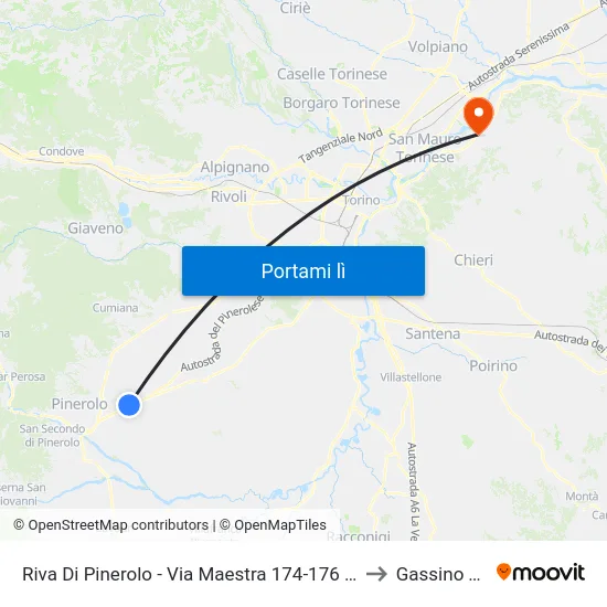 Riva Di Pinerolo - Via Maestra 174-176 - Angolo Via Sant'Isidoro to Gassino Torinese map