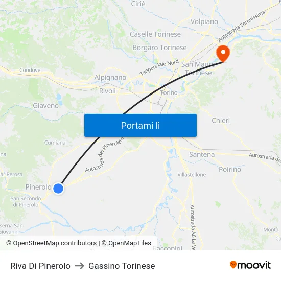 Riva Di Pinerolo to Gassino Torinese map