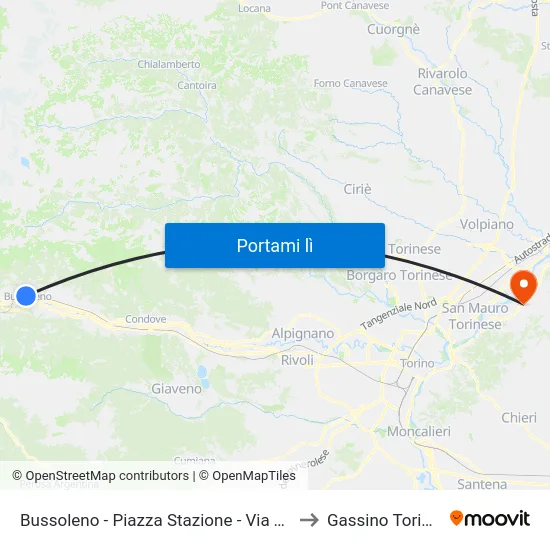 Bussoleno - Piazza Stazione - Via Traforo to Gassino Torinese map