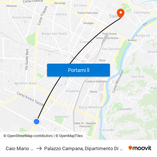 Caio Mario Nord to Palazzo Campana, Dipartimento Di Matematica map