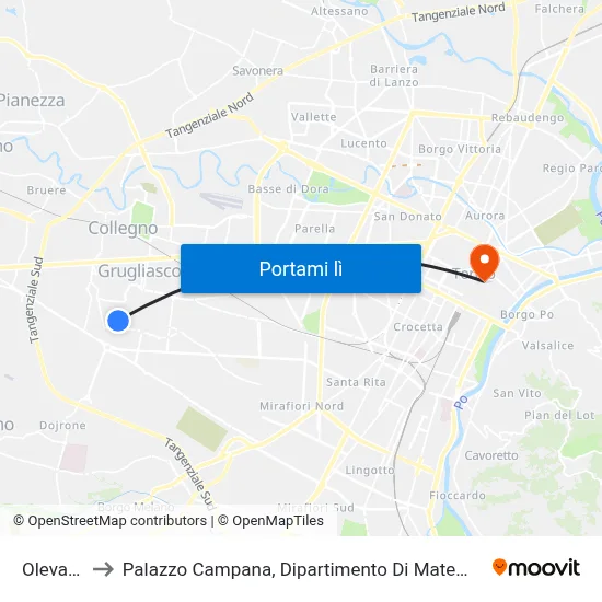 Olevano to Palazzo Campana, Dipartimento Di Matematica map