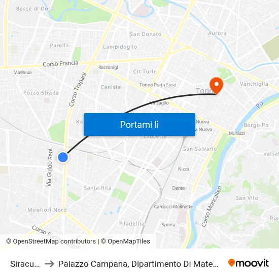 Siracusa to Palazzo Campana, Dipartimento Di Matematica map