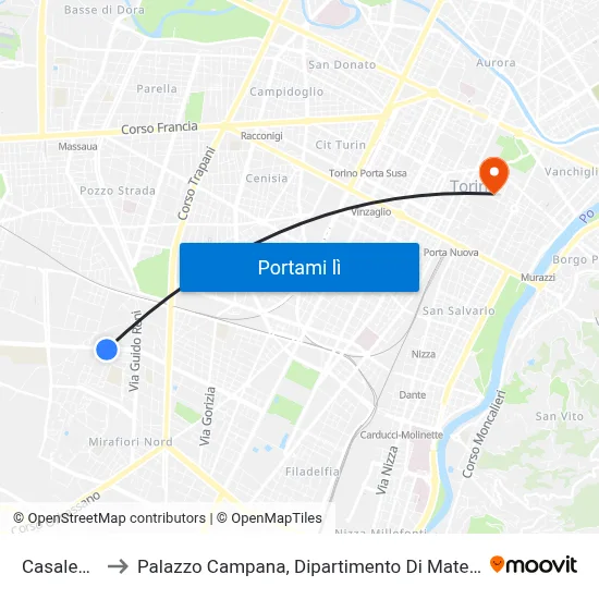 Casalegno to Palazzo Campana, Dipartimento Di Matematica map