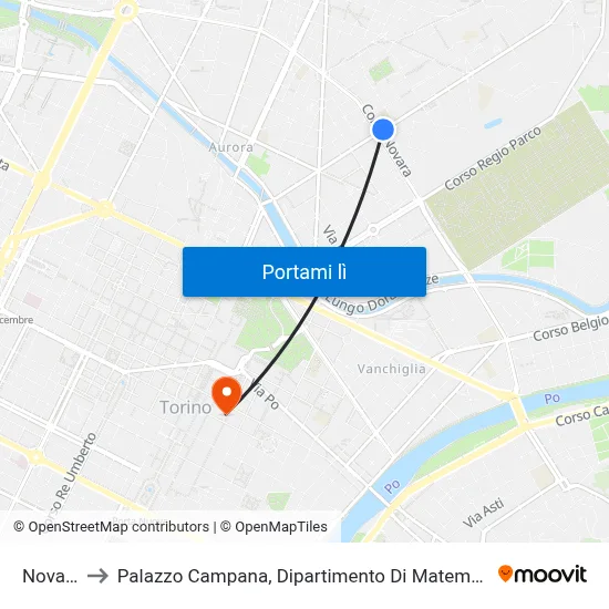 Novara to Palazzo Campana, Dipartimento Di Matematica map