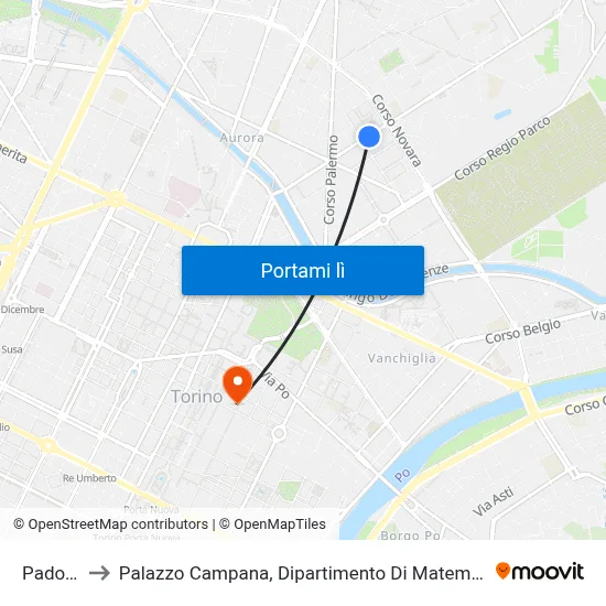 Padova to Palazzo Campana, Dipartimento Di Matematica map