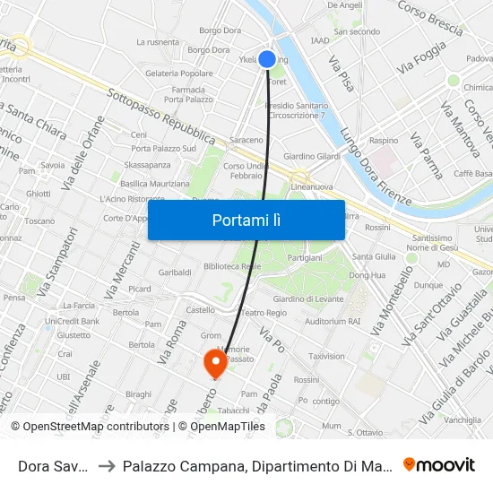 Dora Savona to Palazzo Campana, Dipartimento Di Matematica map