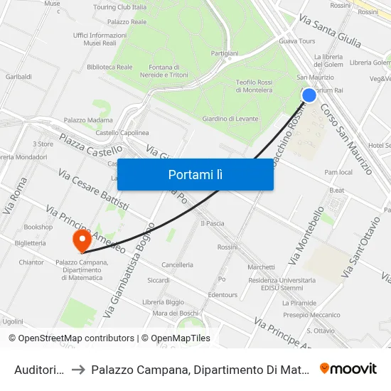 Auditorium to Palazzo Campana, Dipartimento Di Matematica map