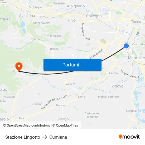 Stazione Lingotto to Cumiana map