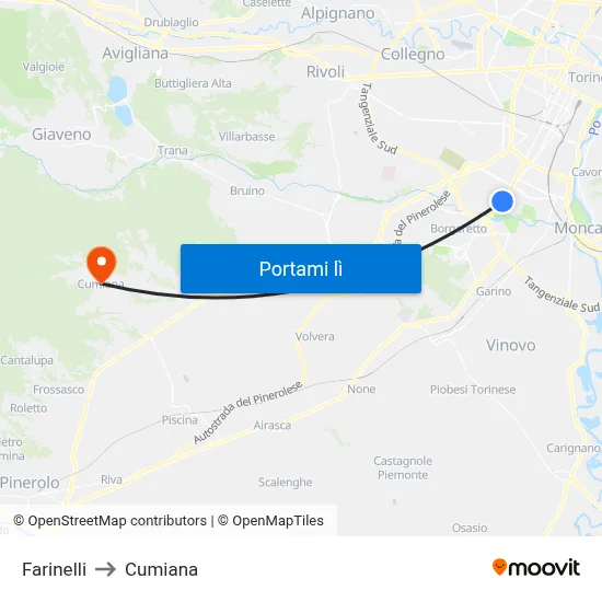 Farinelli to Cumiana map