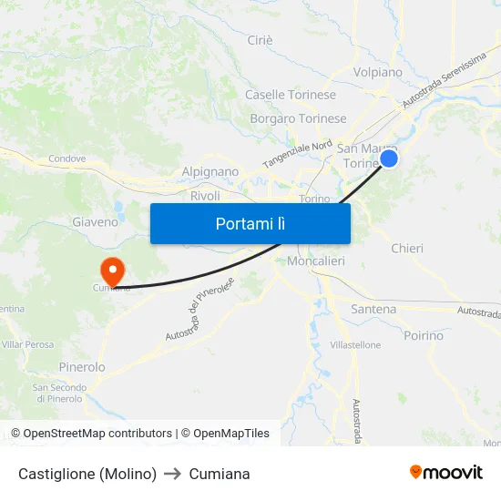Castiglione (Molino) to Cumiana map