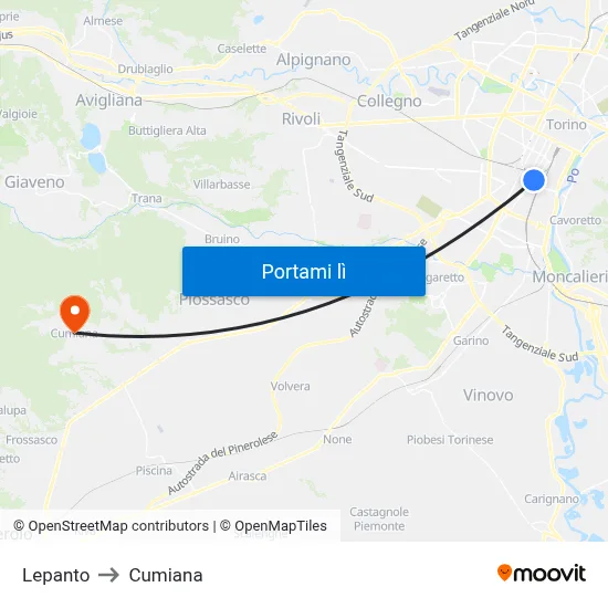 Lepanto to Cumiana map