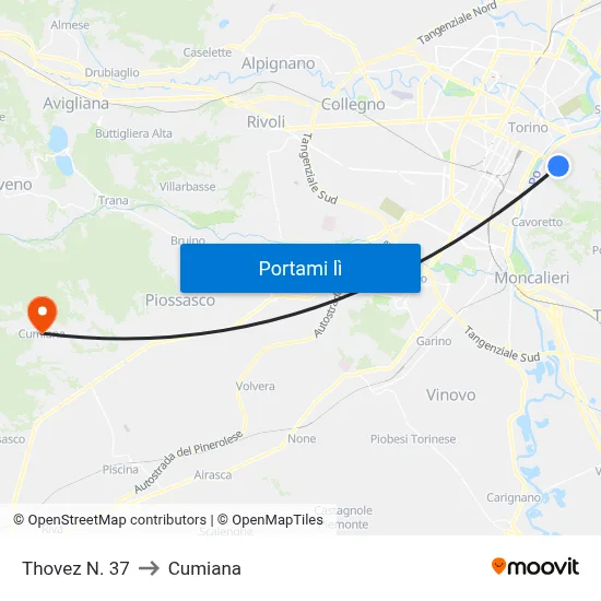 Thovez N. 37 to Cumiana map