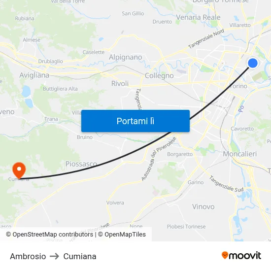 Ambrosio to Cumiana map