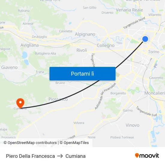 Piero Della Francesca to Cumiana map