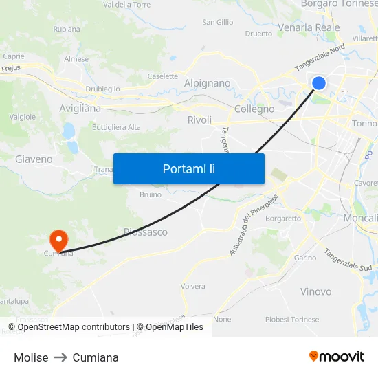 Molise to Cumiana map
