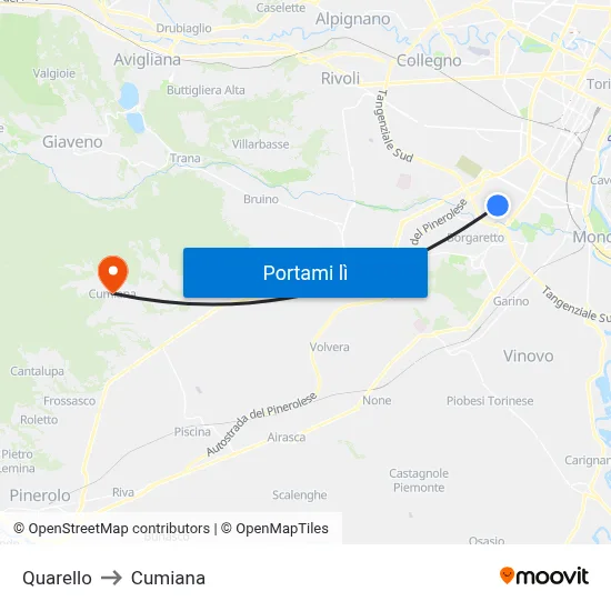 Quarello to Cumiana map