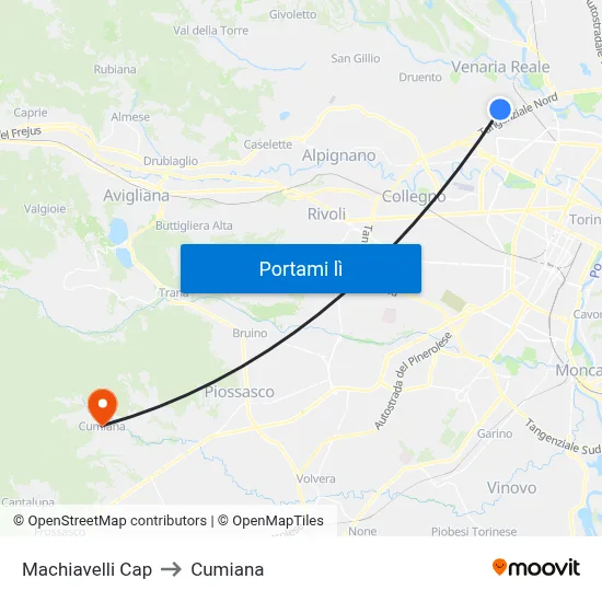 Machiavelli Cap to Cumiana map