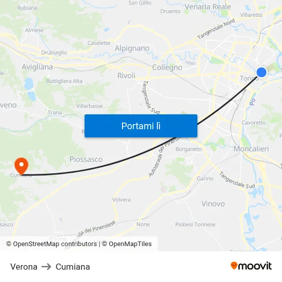 Verona to Cumiana map