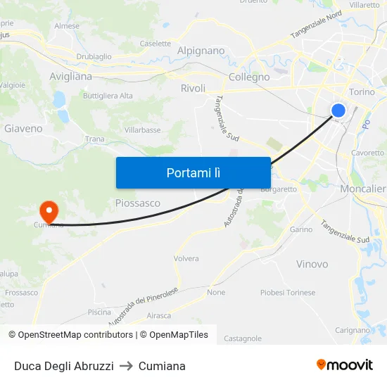 Duca Degli Abruzzi to Cumiana map
