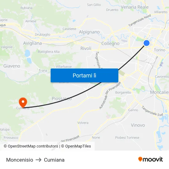 Moncenisio to Cumiana map