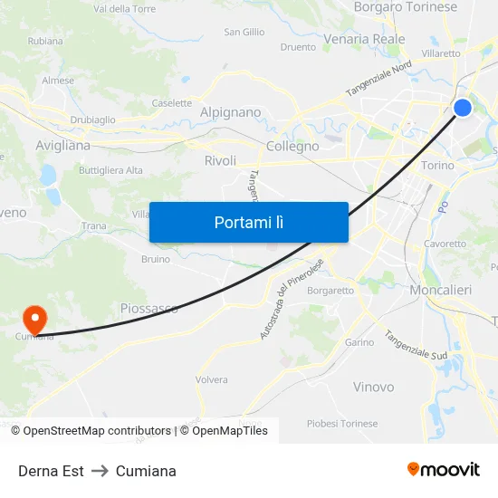 Derna Est to Cumiana map