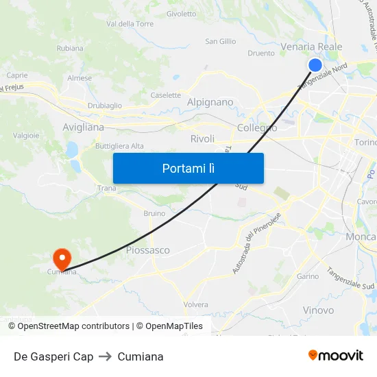 De Gasperi Cap to Cumiana map