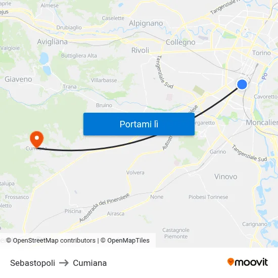 Sebastopoli to Cumiana map