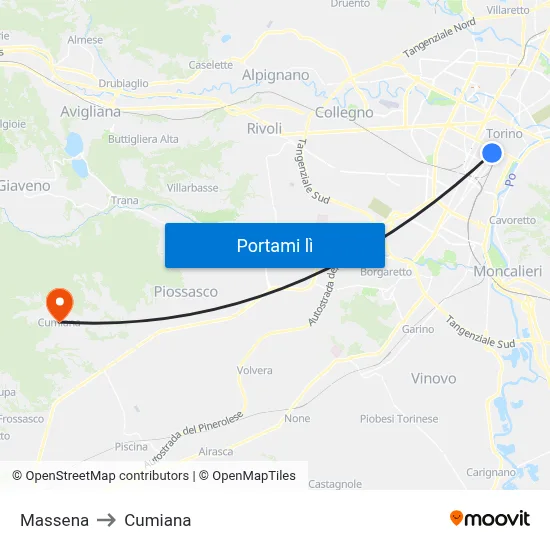 Massena to Cumiana map
