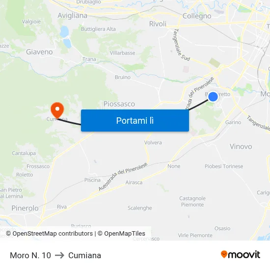 Moro N. 10 to Cumiana map