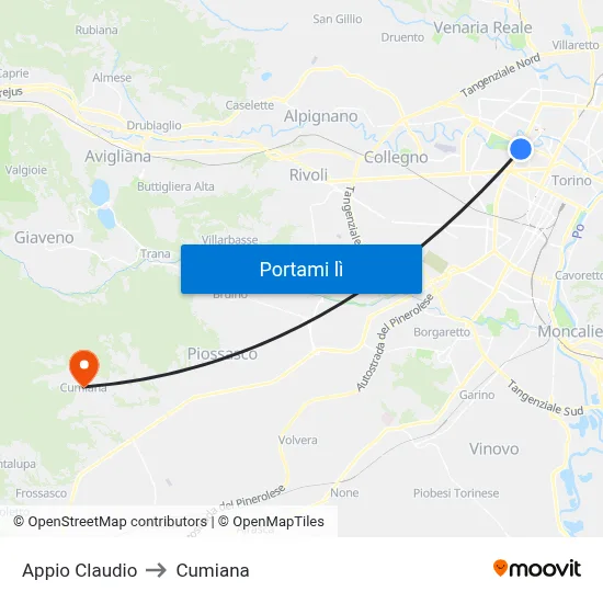 Appio Claudio to Cumiana map