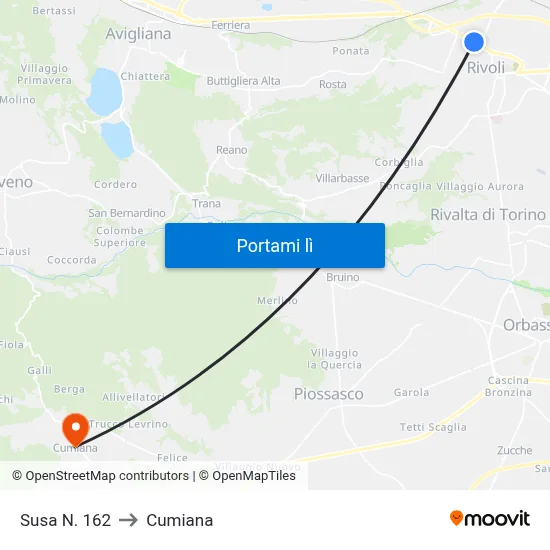 Susa N. 162 to Cumiana map
