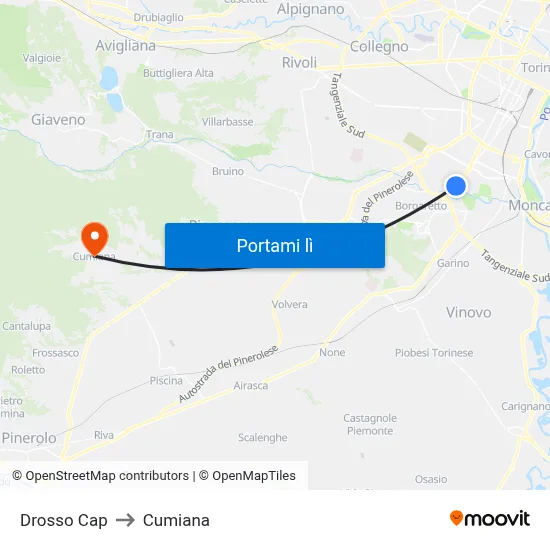 Drosso Cap to Cumiana map