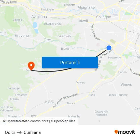 Dolci to Cumiana map
