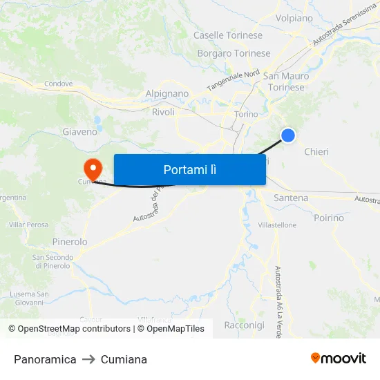 Panoramica to Cumiana map