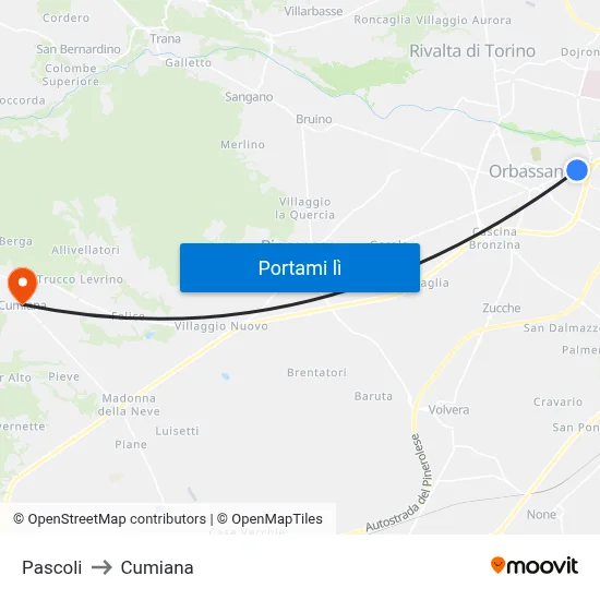 Pascoli to Cumiana map